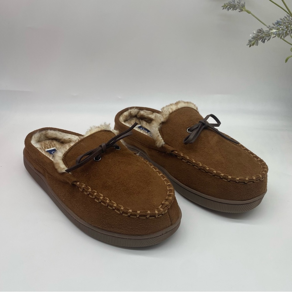 Club Room Men's Slip-On Moccasin Slippers In Tan Size S (6-7) New in Box